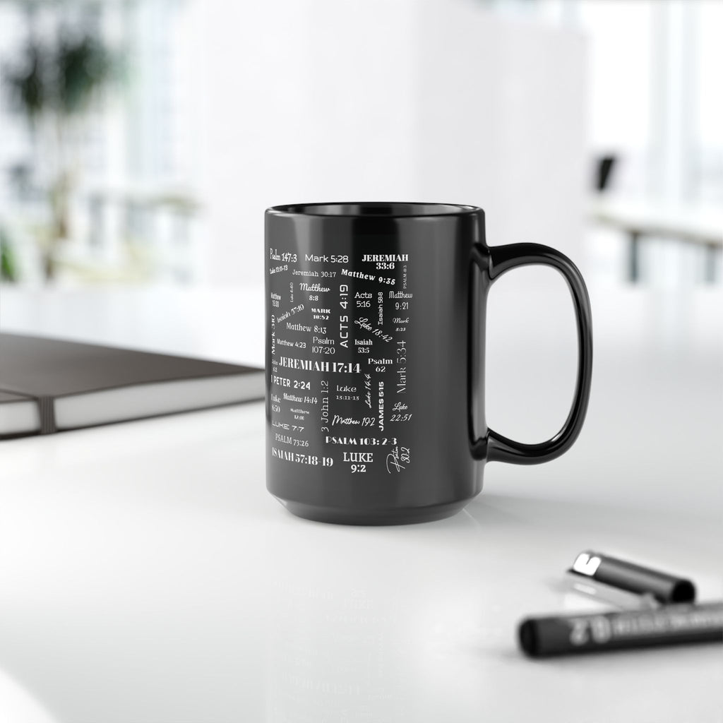 Healing Scriptures Coffee Mug, Black 15oz