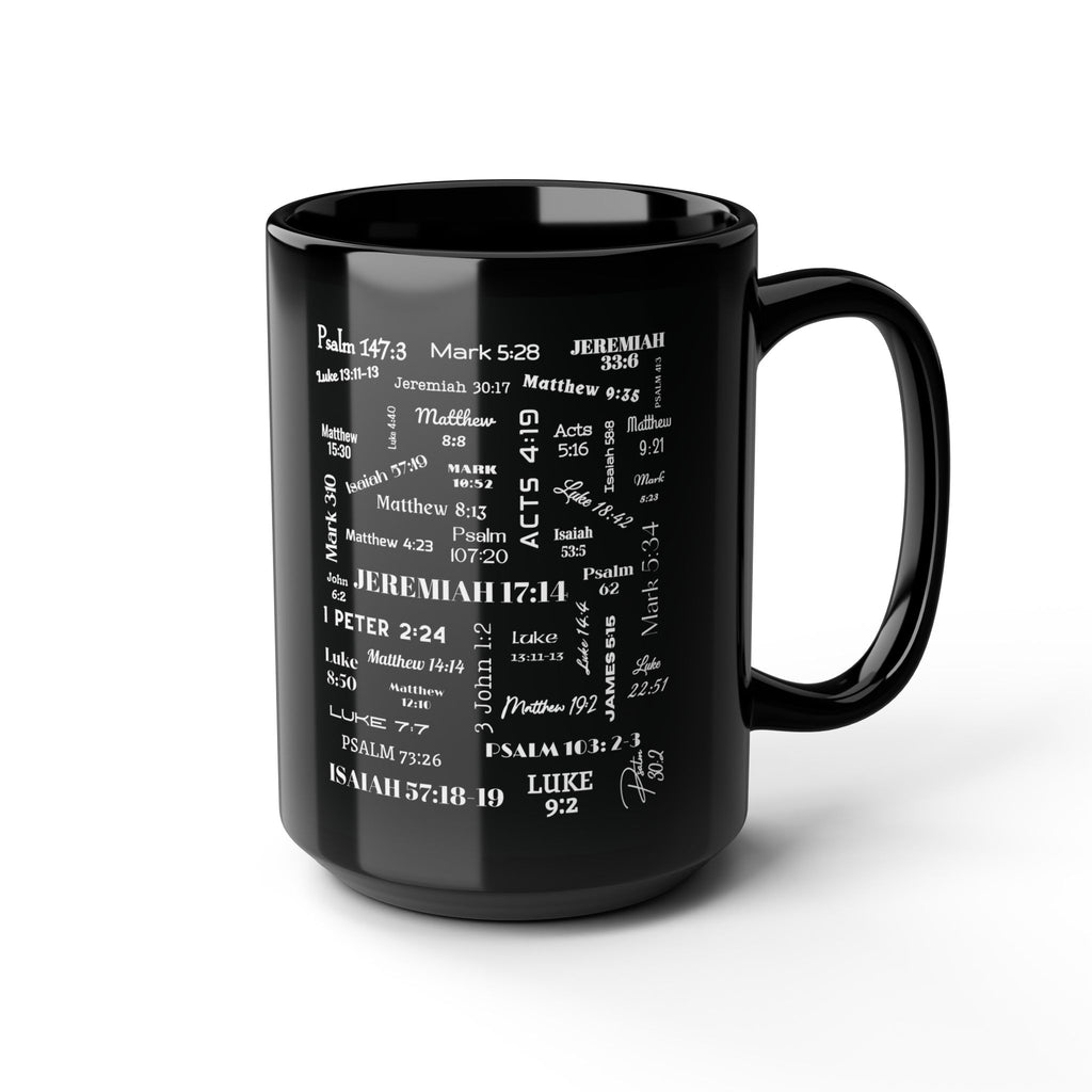 Healing Scriptures Coffee Mug, Black 15oz