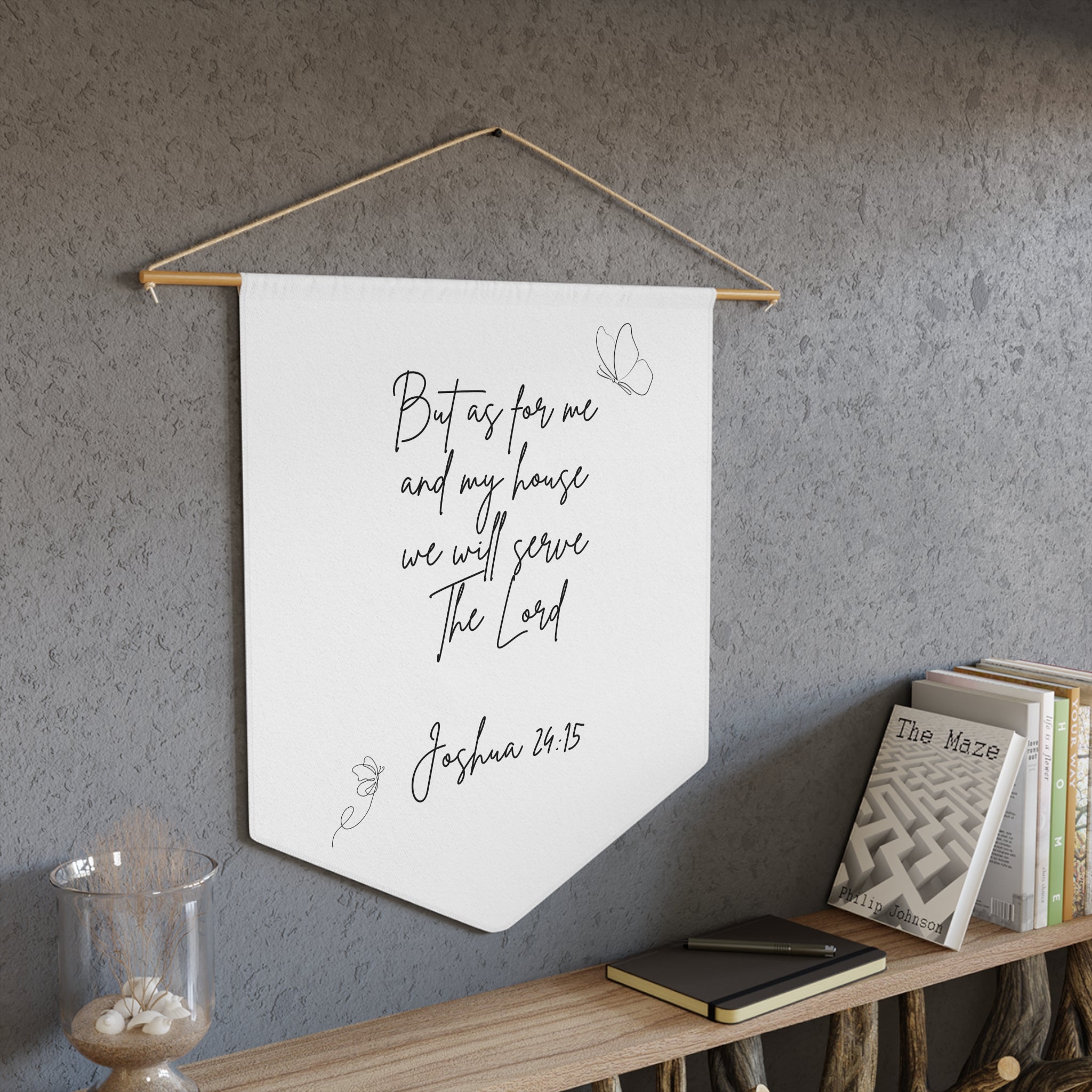 Inspirational Wall Pennant, Joshua 24:15 Decor, Faith Home Decor, Christian Wall Hanging, Bible Verse Banner, Gift for Housewarming