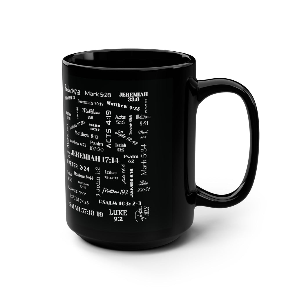 Healing Scriptures Coffee Mug, Black 15oz
