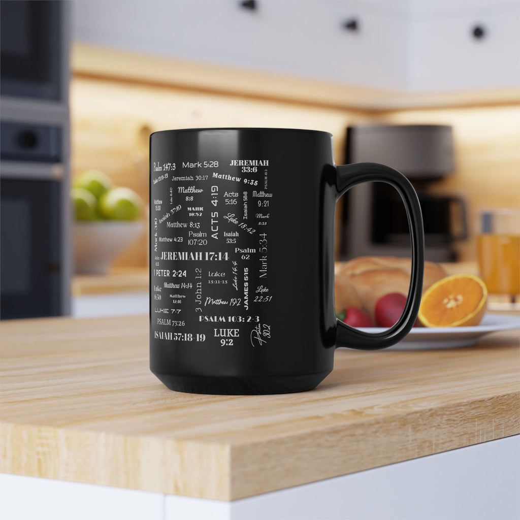 Healing Scriptures Coffee Mug, Black 15oz