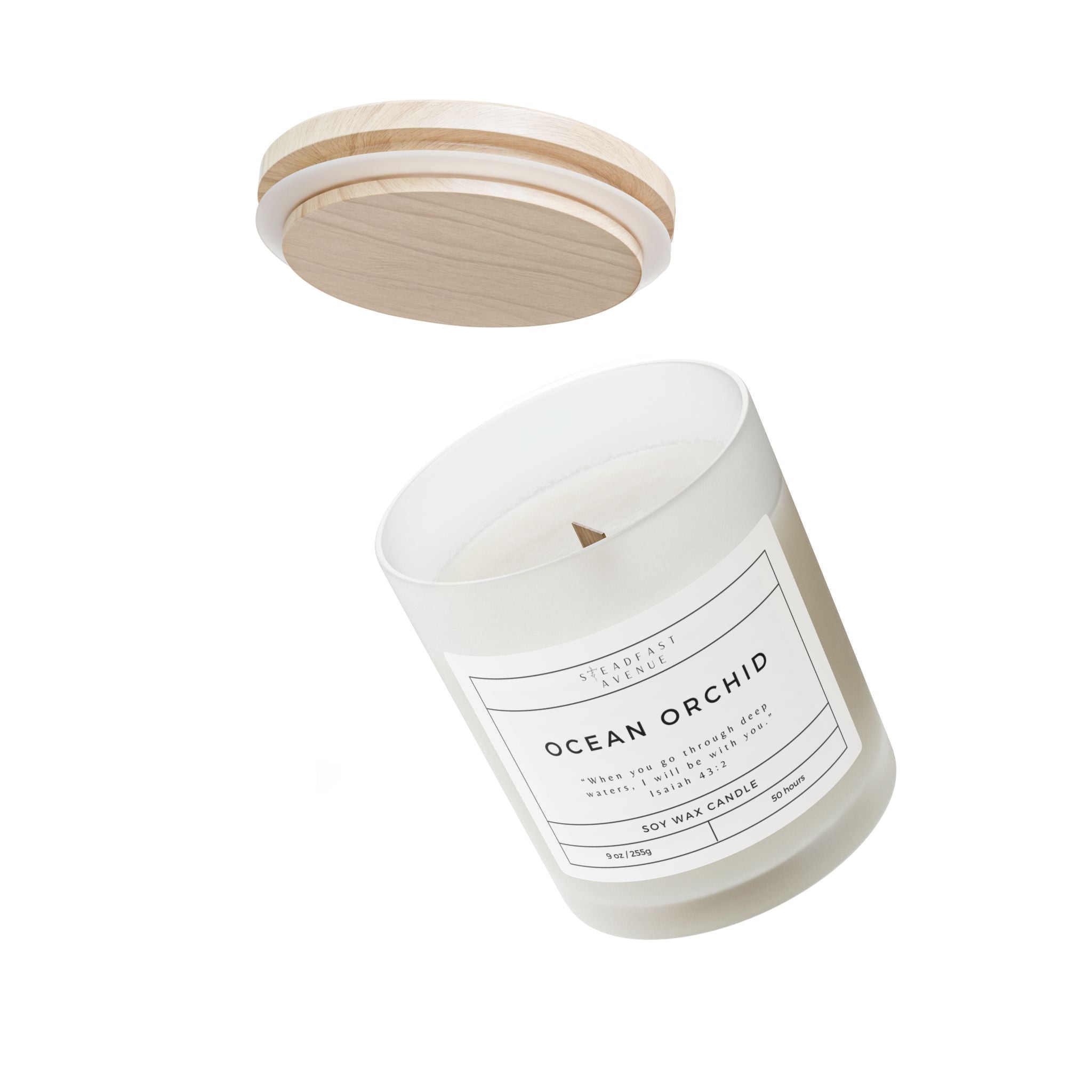 Scented Soy Candle Ocean Orchid - Frosted Glass