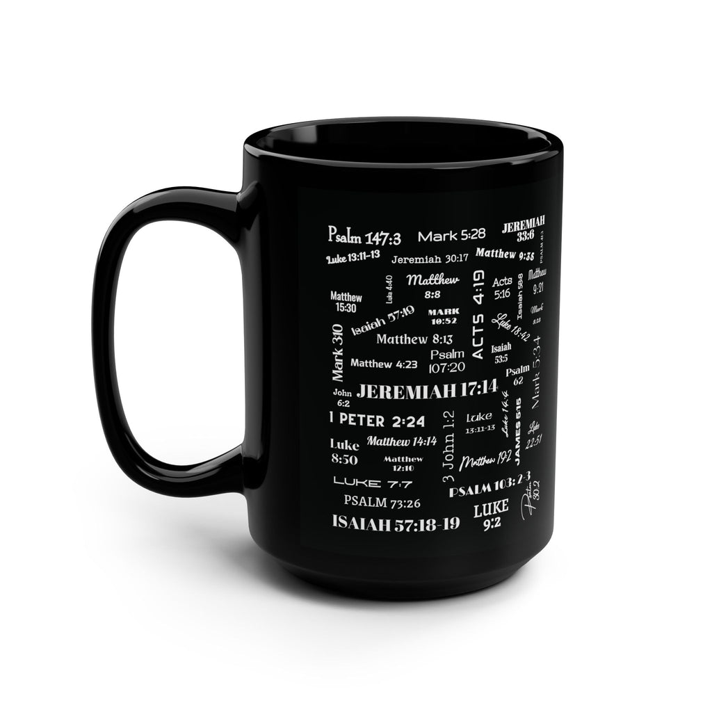 Healing Scriptures Coffee Mug, Black 15oz