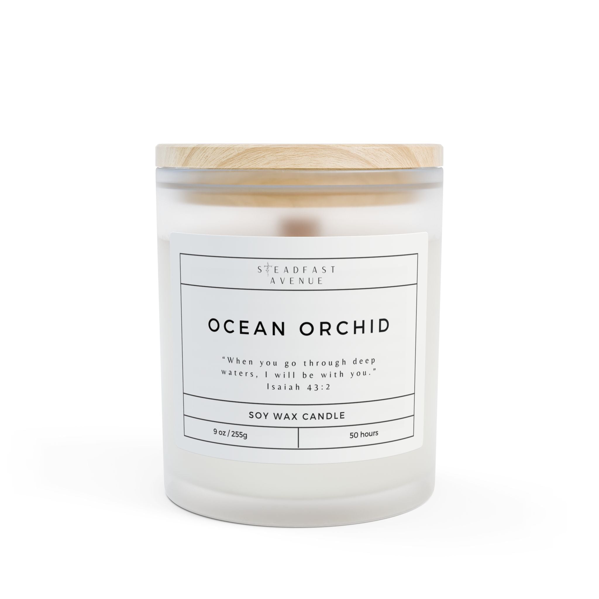 Scented Soy Candle Ocean Orchid - Frosted Glass